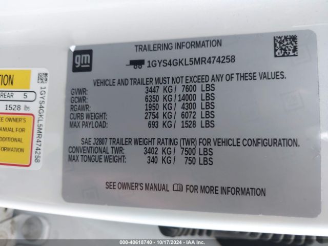 1GYS4GKL5MR474258 Cadillac Escalade 4wd Sport Platinum