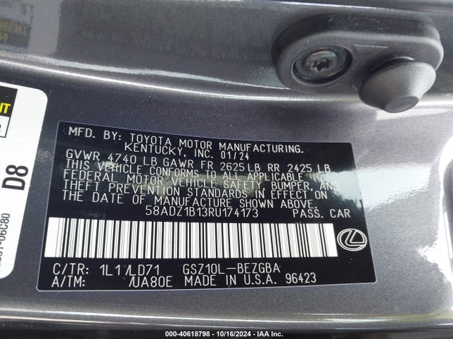 58ADZ1B13RU174173 Lexus ES 350