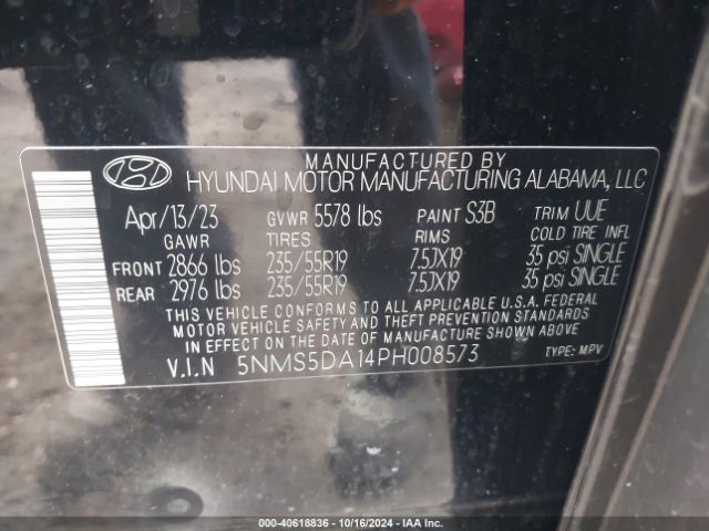 5NMS5DA14PH008573 Hyundai Santa Fe Hybrid Limited