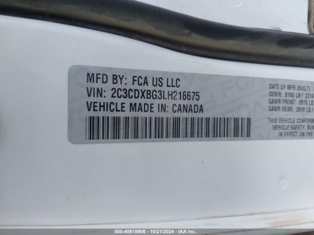 2C3CDXBG3LH216675 Dodge Charger Sxt Rwd