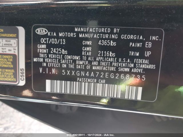 5XXGN4A72EG268735 KIA OPTIMA EX