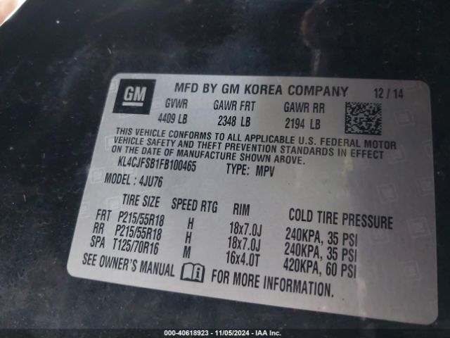 KL4CJFSB1FB100465 Buick Encore Convenience
