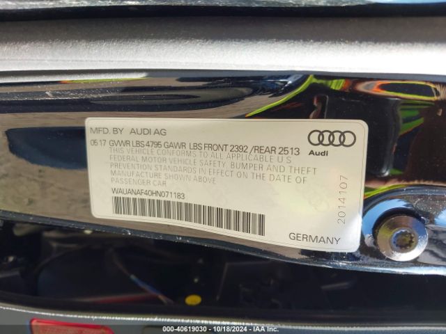 WAUANAF40HN071183 Audi A4 2.0t Premium