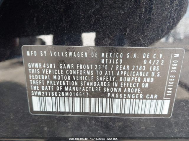 3VW2T7BU2NM016517 Volkswagen Jetta Gli 2.0t Autobahn