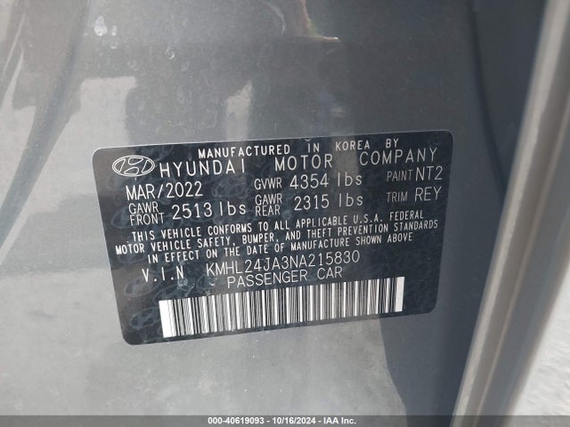 Hyundai SONATA SE 2022 KMHL24JA3NA215830 Image 9