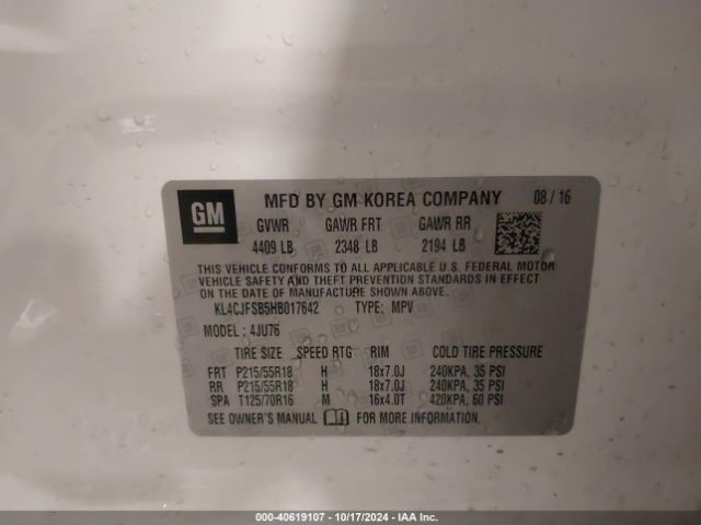 KL4CJFSB5HB017642 Buick Encore Preferred Ii