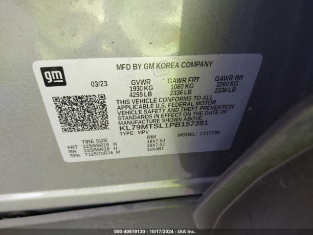 KL79MTSL1PB157391 Chevrolet Trailblazer Fwd Rs