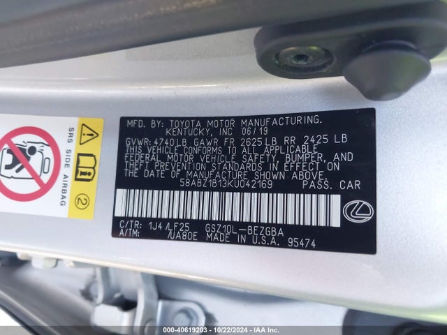 58ABZ1B13KU042169 Lexus Es 350 F Sport