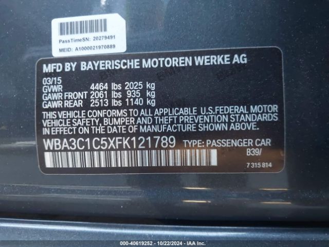 WBA3C1C5XFK121789 BMW 328I
