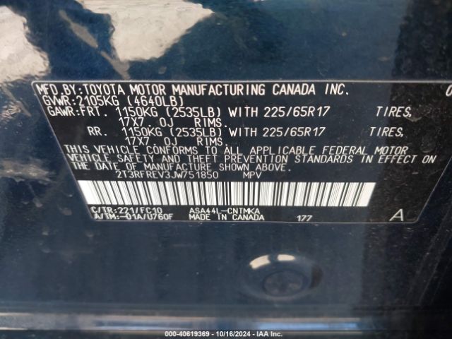 2T3RFREV3JW751850 Toyota Rav4 Adventure/xle