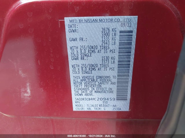 Nissan Pathfinder Sl Fwd 2023 5N1DR3CB4PC209459 Image 9