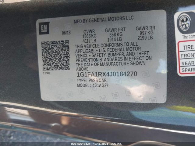 1G1FA1RX4J0184270 Chevrolet Camaro 1ls