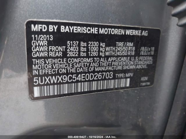 5UXWX9C54E0D26703 BMW X3 Xdrive28i