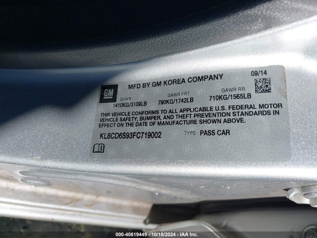 Chevrolet Spark 1lt Cvt 2015 KL8CD6S93FC719002 Image 9