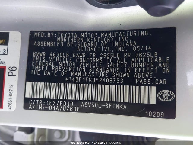 Toyota CAMRY LE 2014 4T4BF1FK0ER409753 Image 9