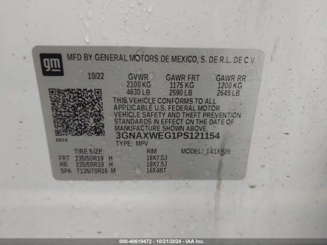 3GNAXWEG1PS121154 Chevrolet Equinox Awd Rs