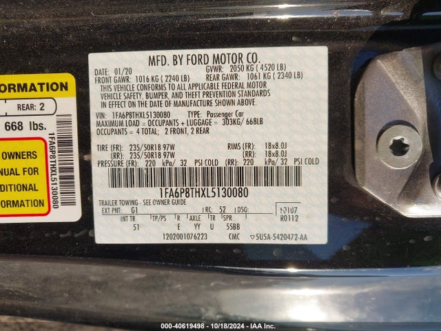 Ford Mustang Ecoboost Premium 2020 1FA6P8THXL5130080 Image 9
