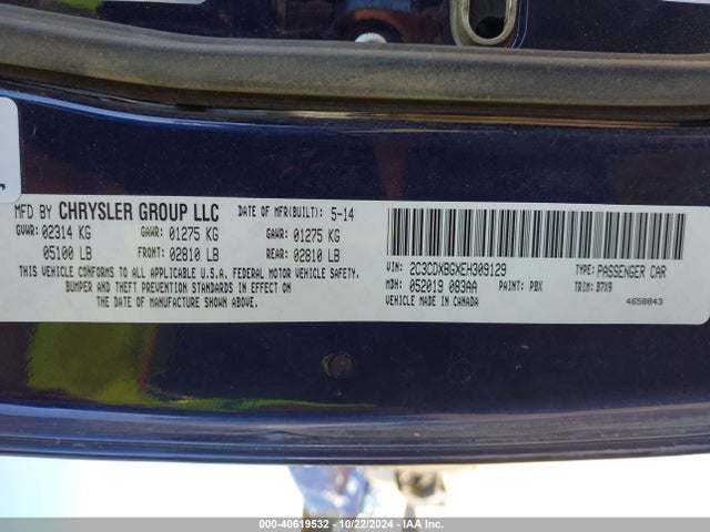 Dodge Charger Se 2014 2C3CDXBGXEH309129 Image 9
