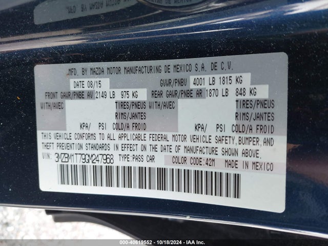 Mazda Mazda3 I Sport 2016 3MZBM1T79GM247968 Image 9