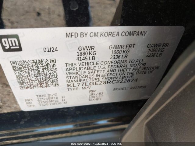 KL77LGE28RC222674 Chevrolet Trax Fwd 1rs