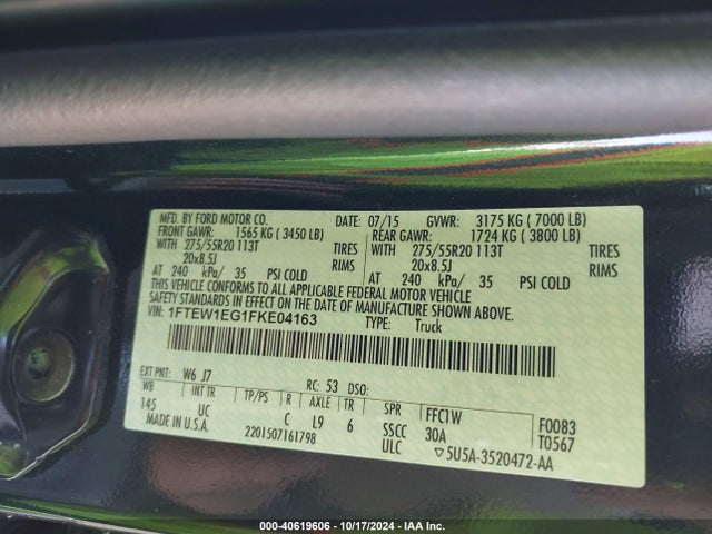 Ford F-150 Xlt 2015 1FTEW1EG1FKE04163 Image 9