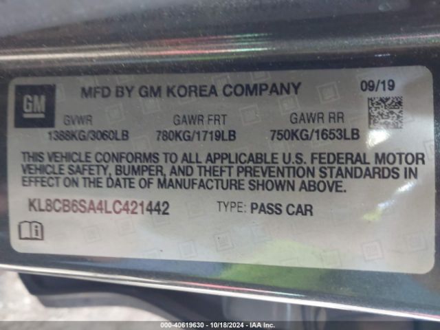 KL8CB6SA4LC421442 Chevrolet Spark Fwd Ls Automatic