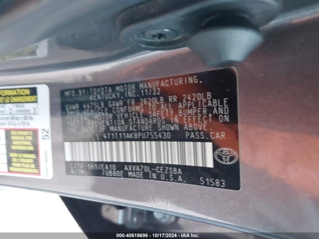 Toyota CAMRY SE 2023 4T1T11AK8PU755430 Image 9