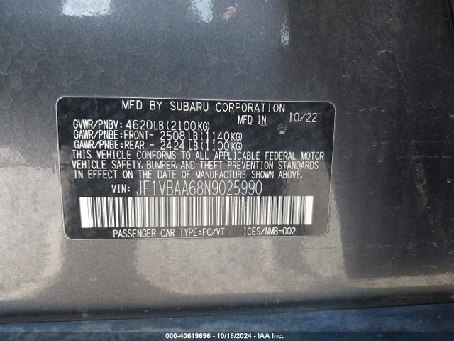 JF1VBAA68N9025990 Subaru WRX