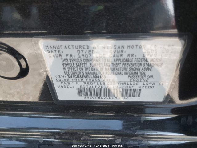 3N1CN8EV0LL904183 Nissan Versa Sv Xtronic Cvt