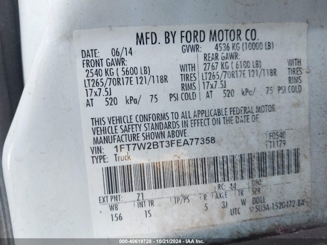 Ford F-250 Xl 2015 1FT7W2BT3FEA77358 Image 9