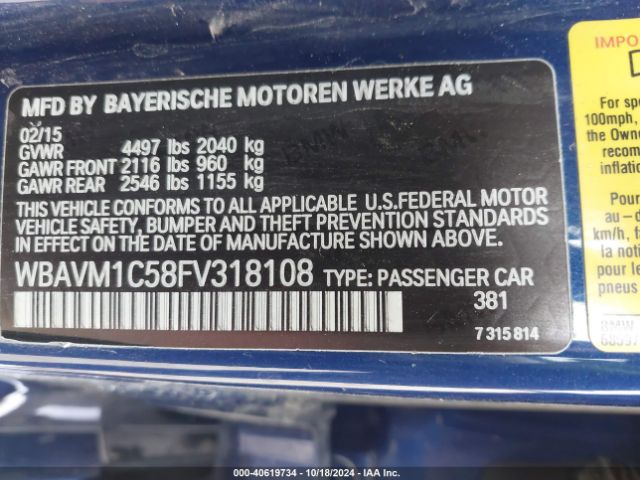 WBAVM1C58FV318108 BMW X1 Sdrive28i