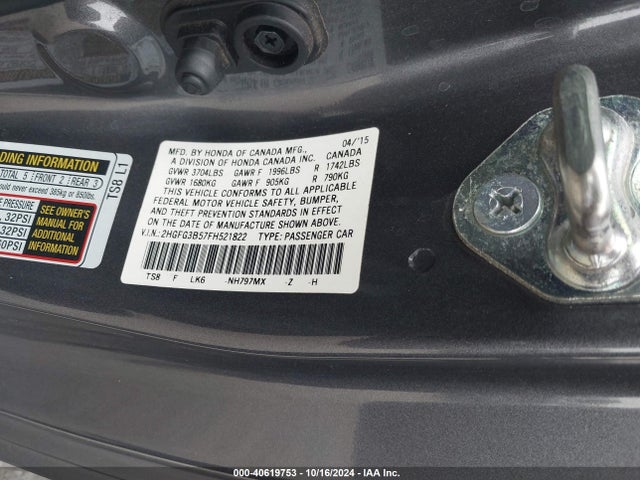 Honda Civic Lx 2015 2HGFG3B57FH521822 Image 9