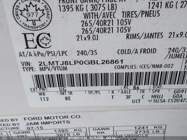 2LMTJ8LP0GBL26861 Lincoln Mkx Reserve