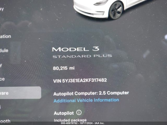 5YJ3E1EA2KF317482 Tesla Model 3 Long Range/mid Range/standard Range/standard Range Plus