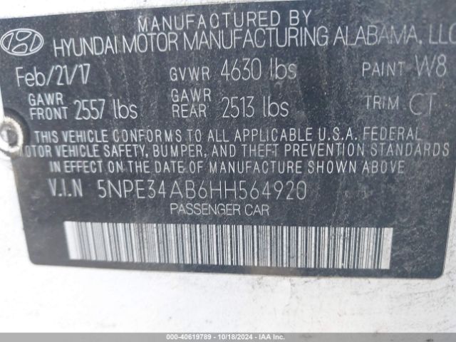 5NPE34AB6HH564920 Hyundai Sonata Sport 2.0t