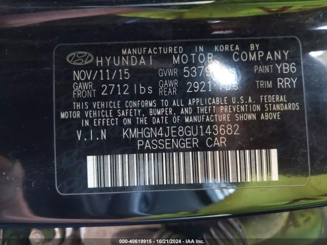 KMHGN4JE8GU143682 Hyundai Genesis 3.8