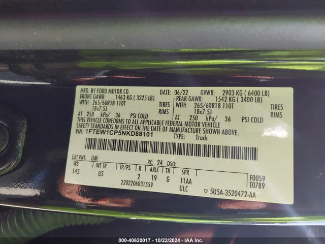 Ford F-150 Xlt 2022 1FTEW1CP5NKD88101 Image 9