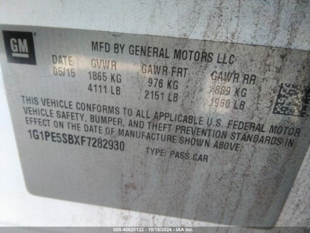 1G1PE5SBXF7282930 Chevrolet Cruze 2lt Auto