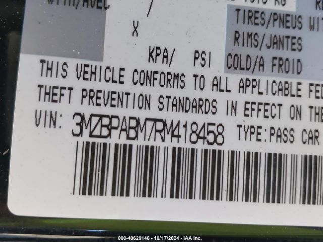3MZBPABM7RM418458 Mazda Mazda3 2.5 S Select Sport