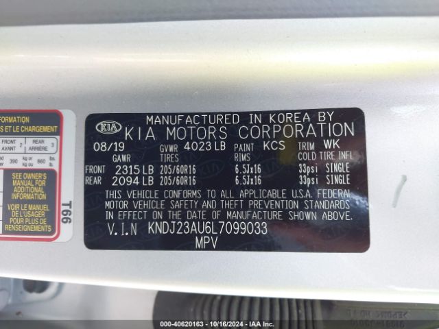 KNDJ23AU6L7099033 KIA SOUL LX