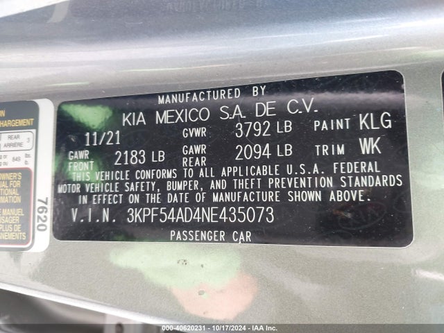 KIA Forte Gt-line 2022 3KPF54AD4NE435073 Image 9