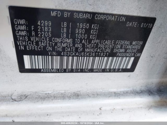 4S3GKAU65K3611821 Subaru Impreza 2.0i Limited