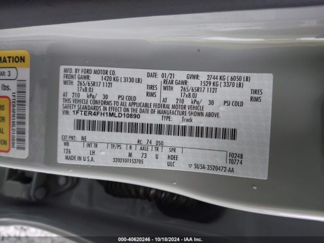 1FTER4FH1MLD10890 Ford Ranger Xlt