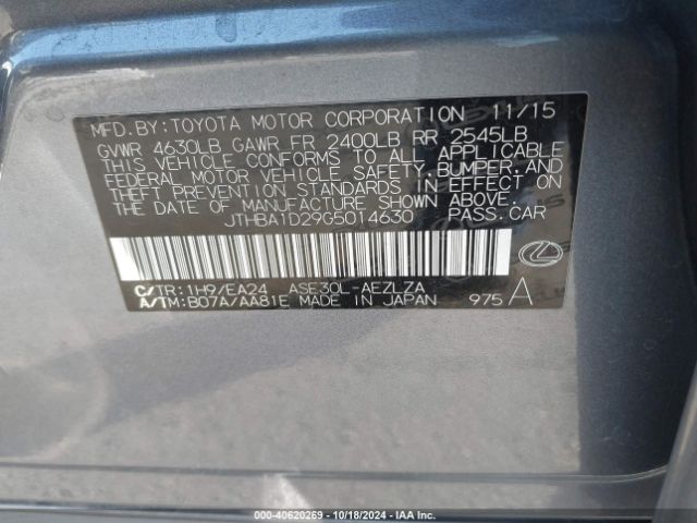 JTHBA1D29G5014630 Lexus IS 200T