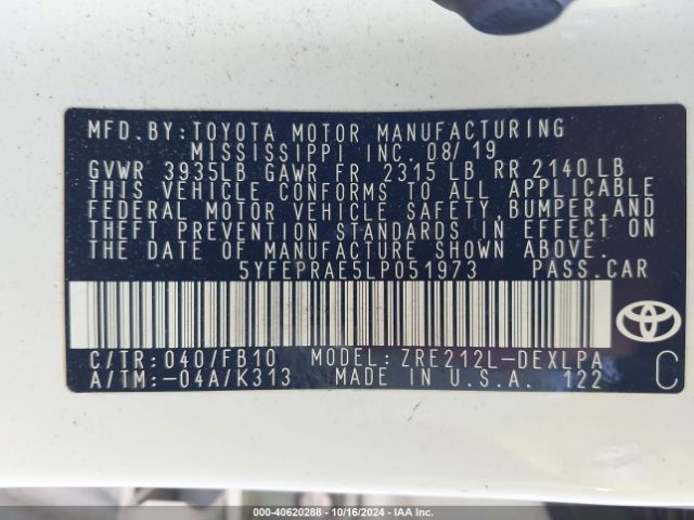 5YFEPRAE5LP051973 Toyota COROLLA LE