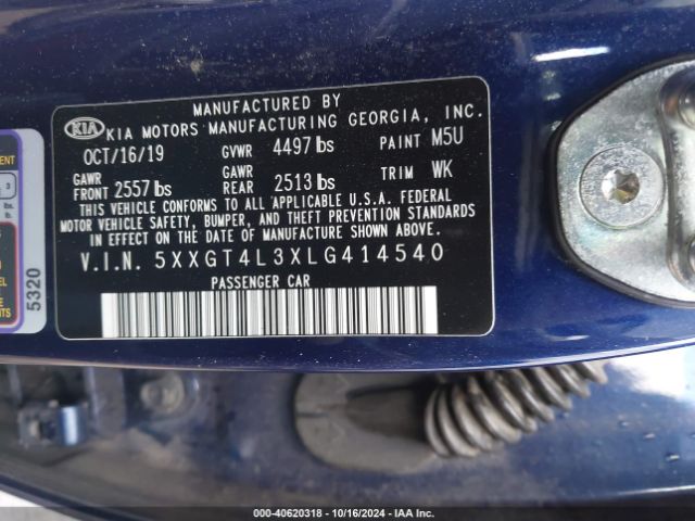 5XXGT4L3XLG414540 KIA Optima S