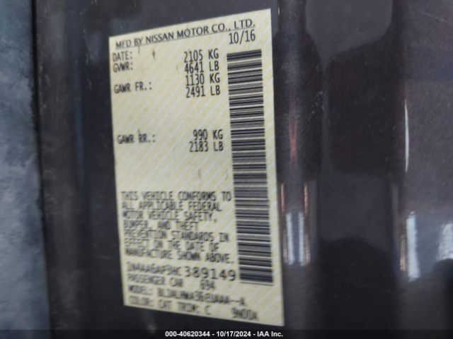1N4AA6AP3HC389149 Nissan Maxima 3.5 Platinum