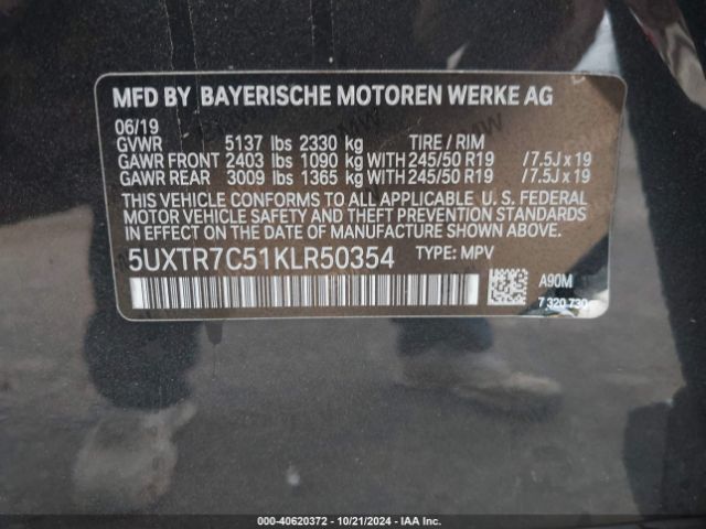 5UXTR7C51KLR50354 BMW X3 Sdrive30i