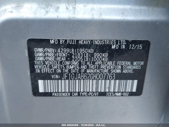 JF1GJAB62GH007763 Subaru Impreza 2.0i Premium