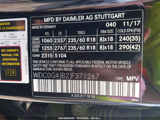 WDC0G4JB2JF371267 Mercedes-Benz GLC 300